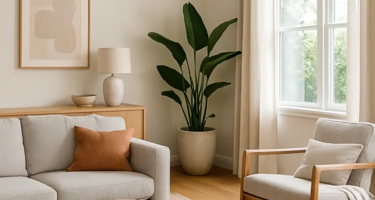 “Modern Australian living room with natural light, warm textures and simple interior styling.”