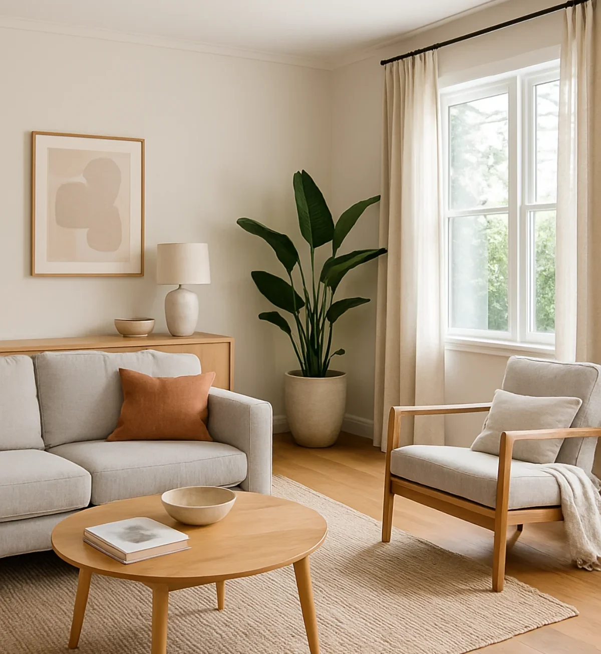 “Modern Australian living room with natural light, warm textures and simple interior styling.”