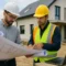 Architect and builder reviewing house plans on-site, representing NCC 2025 construction standards in Australia.